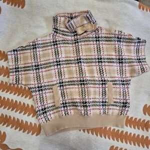 Hope And Henry Plaid Turtleneck Sweater with Bow Accent